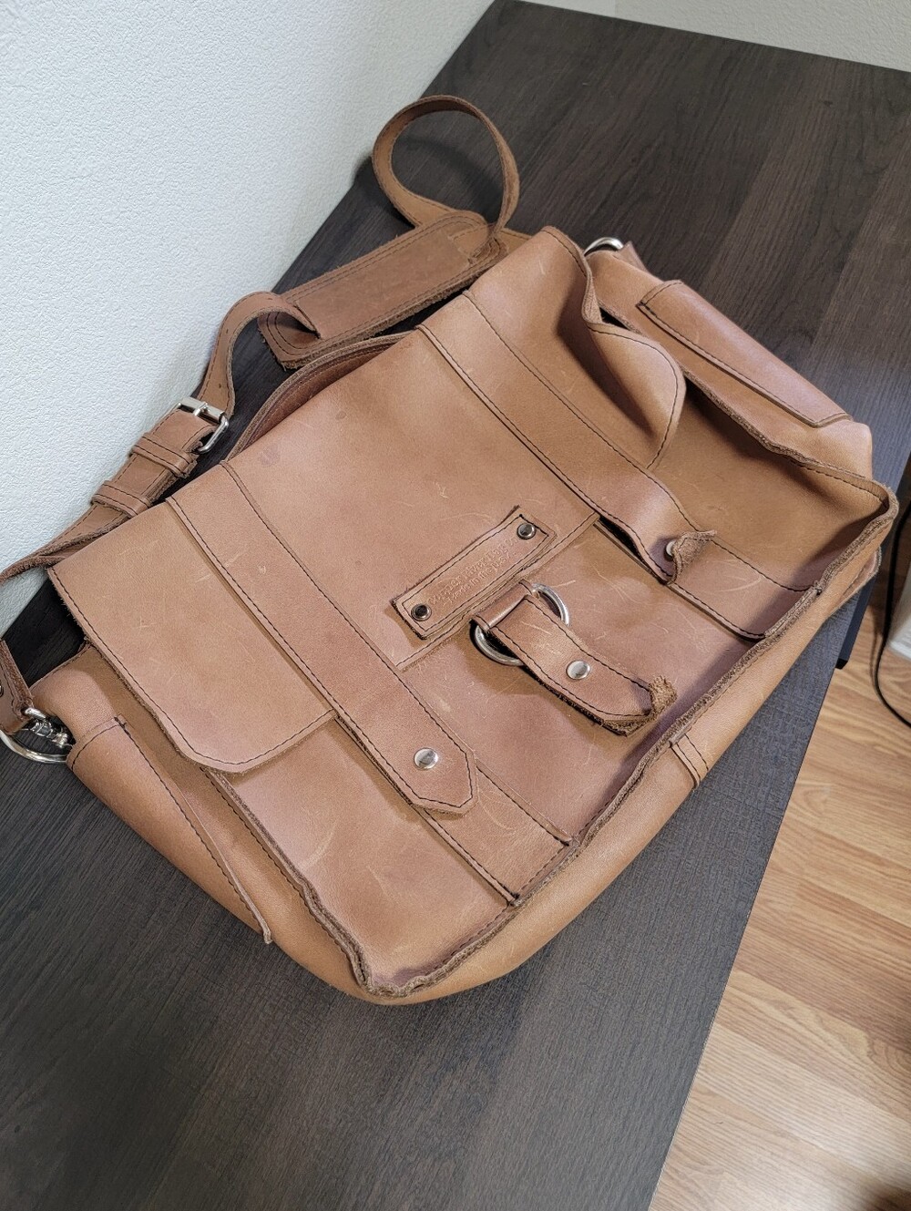 Copper River Co. Brown Leather Harness Crossbody Messenger Rustic Rugged Travel